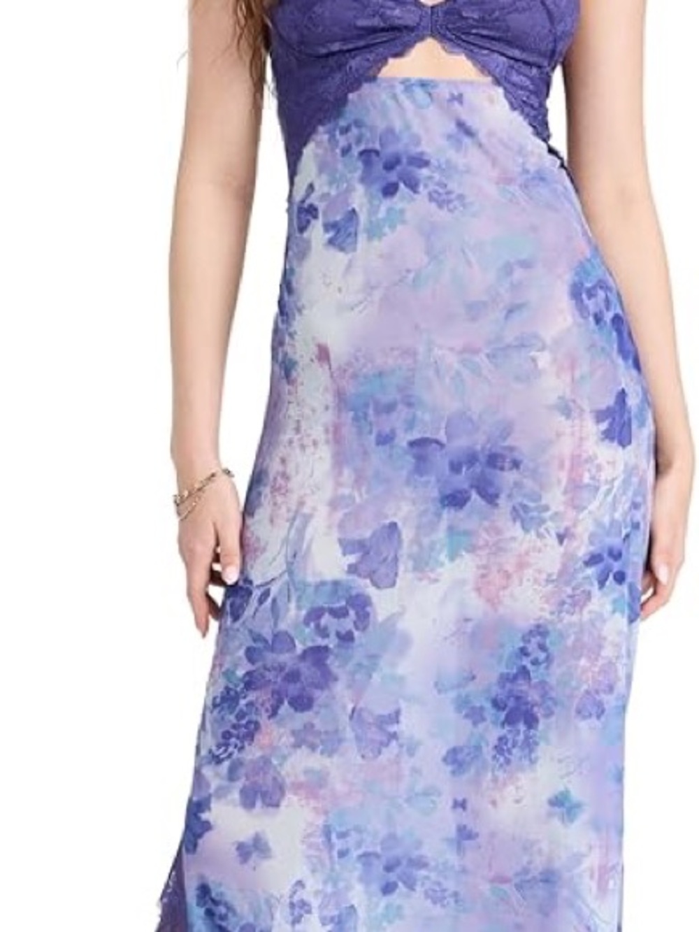 Free People Lavender & Periwinkle Floral Maxi Dress